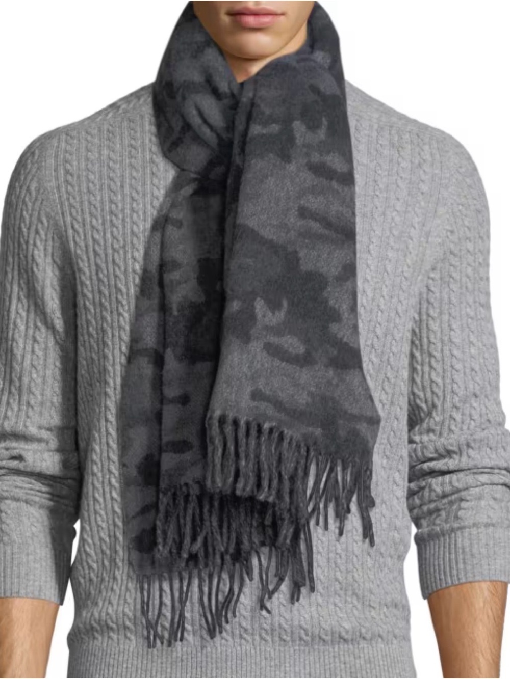 Canada Goose Men's Grey Camouflage Cashmere-Blend Scarf